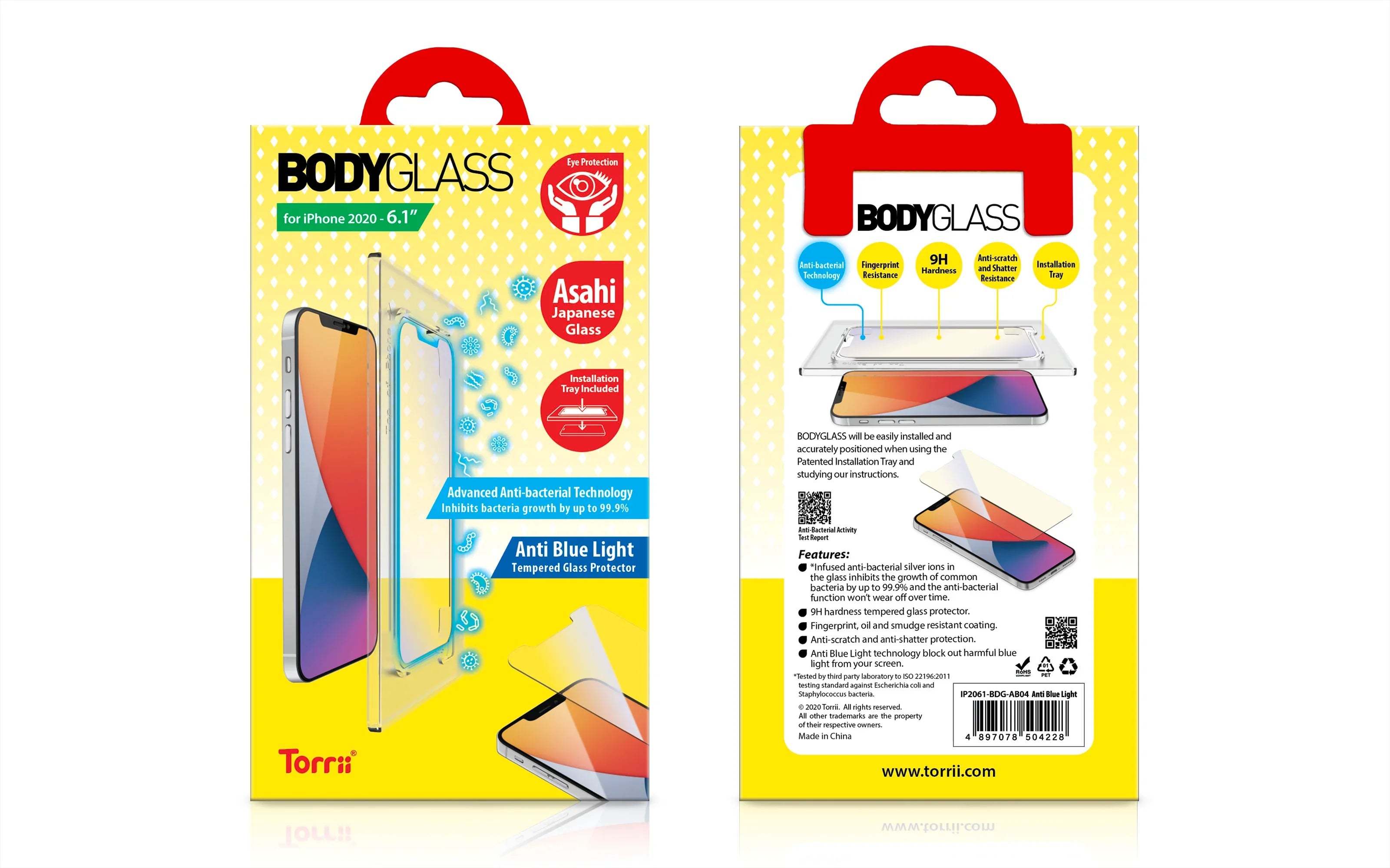 Torrii Bodyglass Anti-Bacterial Coating For iPhone 12 & 12 Pro - Anti Blue Light - Tashqila Torrii Bodyglass Anti-Bacterial Coating For iPhone 12 & 12 Pro - Anti Blue Light - Tashqila